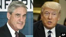 Công tố viên đặc biệt Robert Mueller trong ảnh ghép với ông Donald Trump.