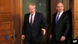 Dönemin İngiltere Dışişleri Bakanı Boris Johnson ile İsrail Başbakanı Netanyahu'nun 2017'deki görüşmesi.