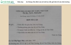 Đơn tố cáo của chị Lê Thị Ngọc Mai về ban lãnh đạo trường THPT Vĩnh Xương, Tân Châu, An Giang; 5/12/2020